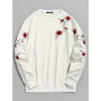 Plum Blossom Embroidered Sweatshirt